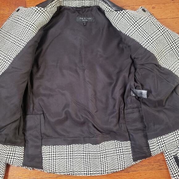 Rag & Bone Bowery Houndstooth wool convertible motorcycle jacket size 4 - Picture 9 of 9